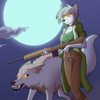 Varulv med ulv går på jagt.
