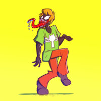 Venom blandet med Shaggy fra Scooby Doo.
